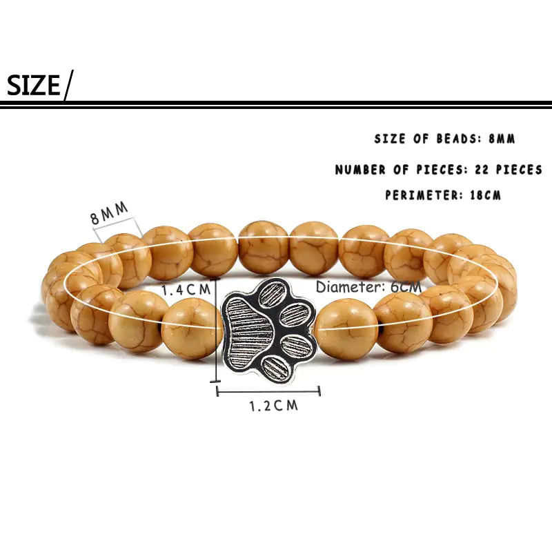 Stone Paw Print Charm Bracelet