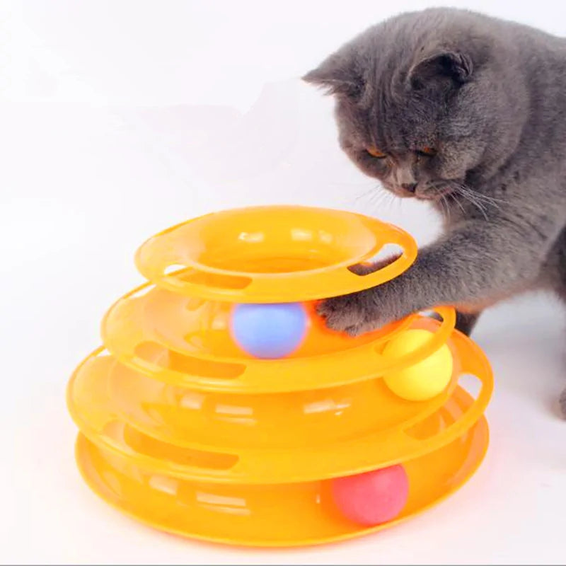 Three Levels pet cat toy Tower Tracks Disc