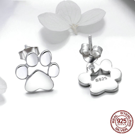 Sterling Silver Paw Stud Earrings