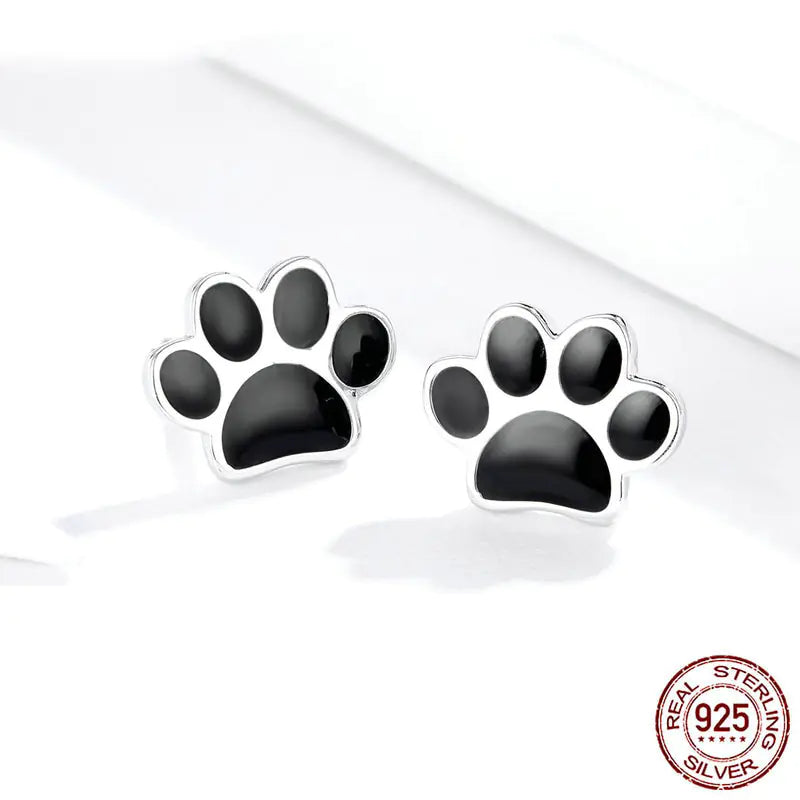 Sterling Silver Paw Stud Earrings